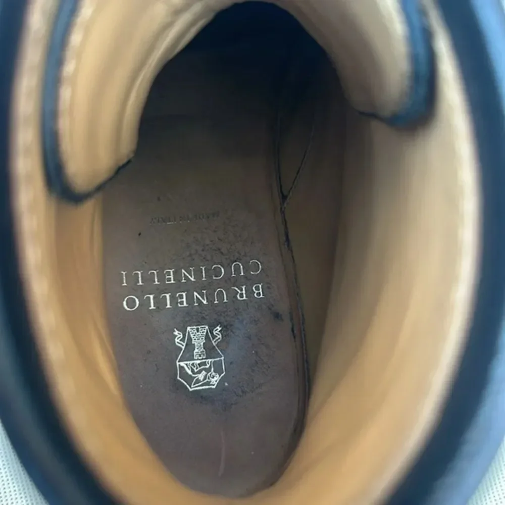 Brunello Cucinelli Black Leather Lace-Up Boots size 7 Designer Luxury Italy